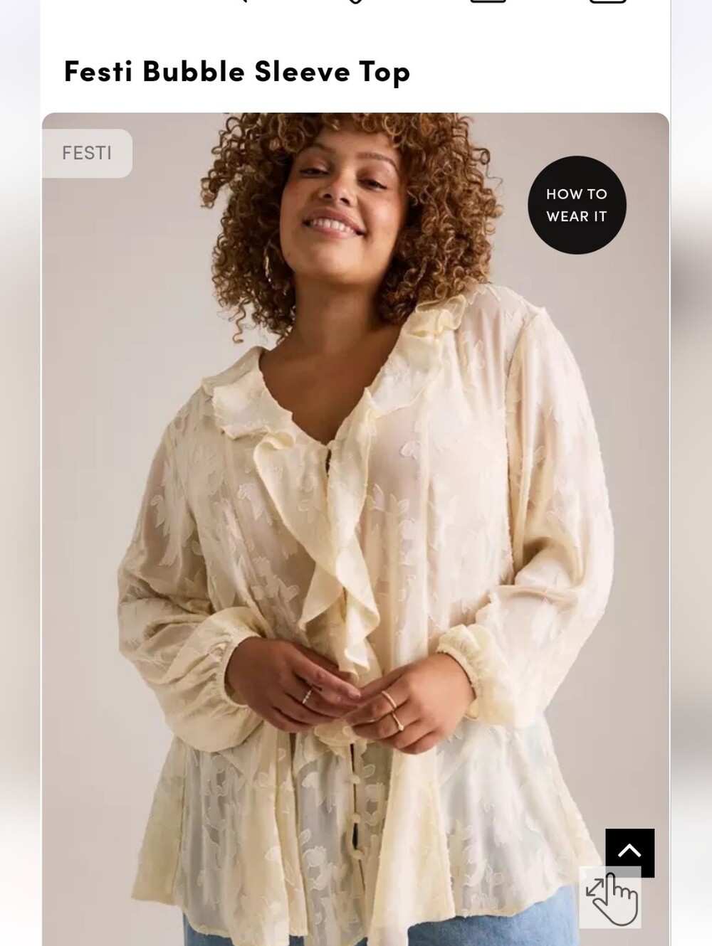 torrid Cream Ruffle Front Bubble Sleeve Blouse
